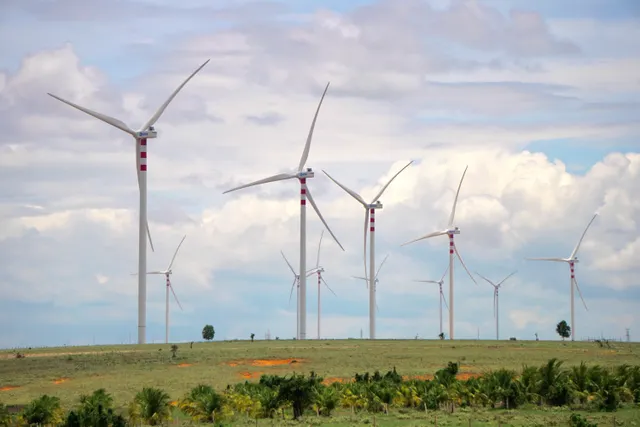 Wind farm across an open landscape